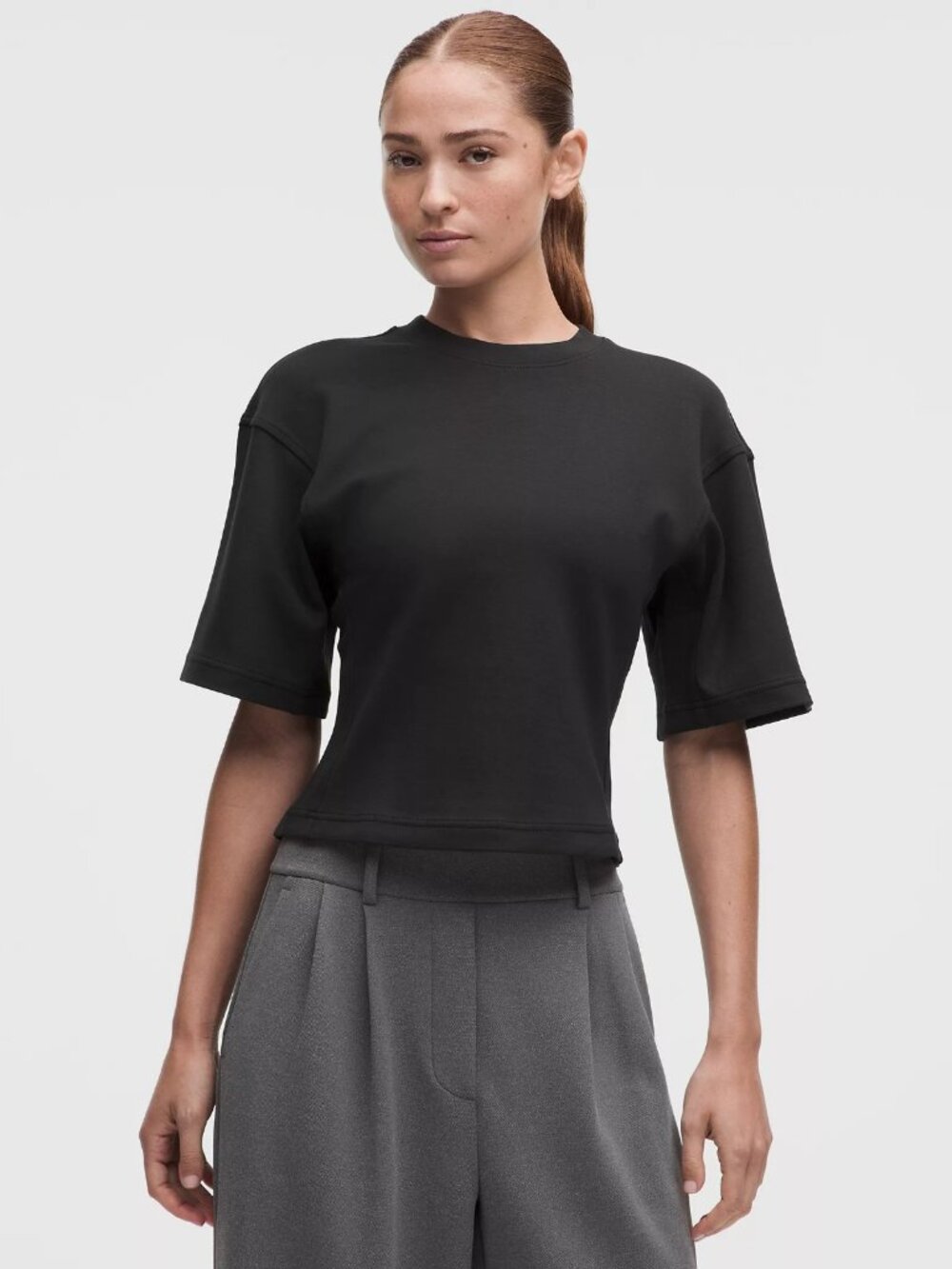 LULULEMON Double-Knit Stretch Relaxed Fit Black Short-Sleeve Tee Size S